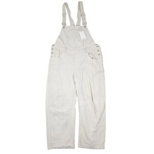 Lovelo Mens Cream Corduroy Overalls Wide Leg Bib Dungarees Off White Large NWT